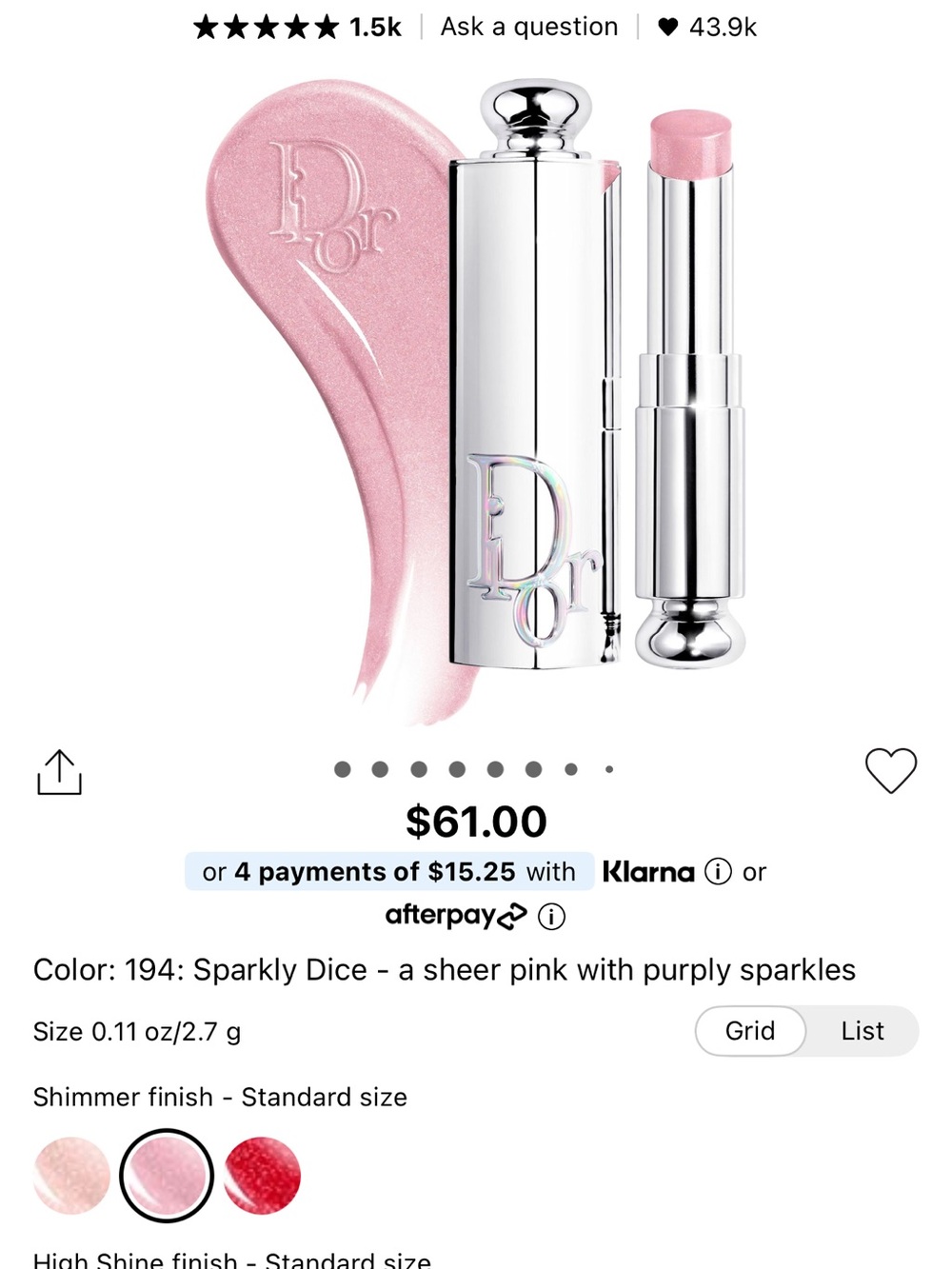 Dior Sparkly Dice Sheer Pink Hydrating Lip Balm